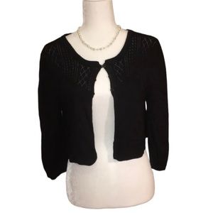 Liz Lange Maternity Black Cropped Cardigan Sweater Size Small